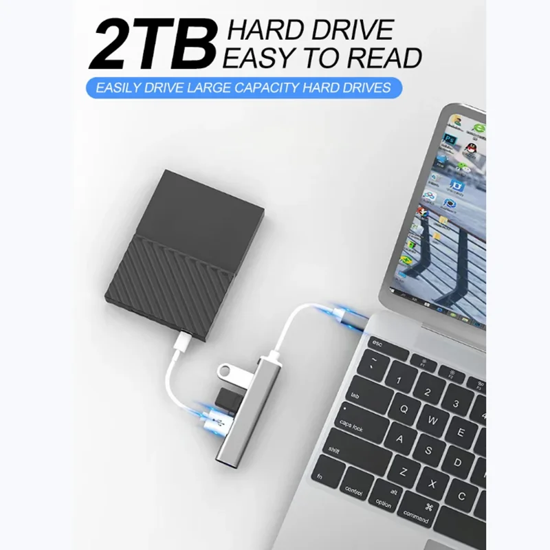 4-in-1 USB C Hub 3.0 Adapter with OTG 4 Port Extender Splitter Docking Station for MacBook Pro/Air PC Laptop Phone Tablet