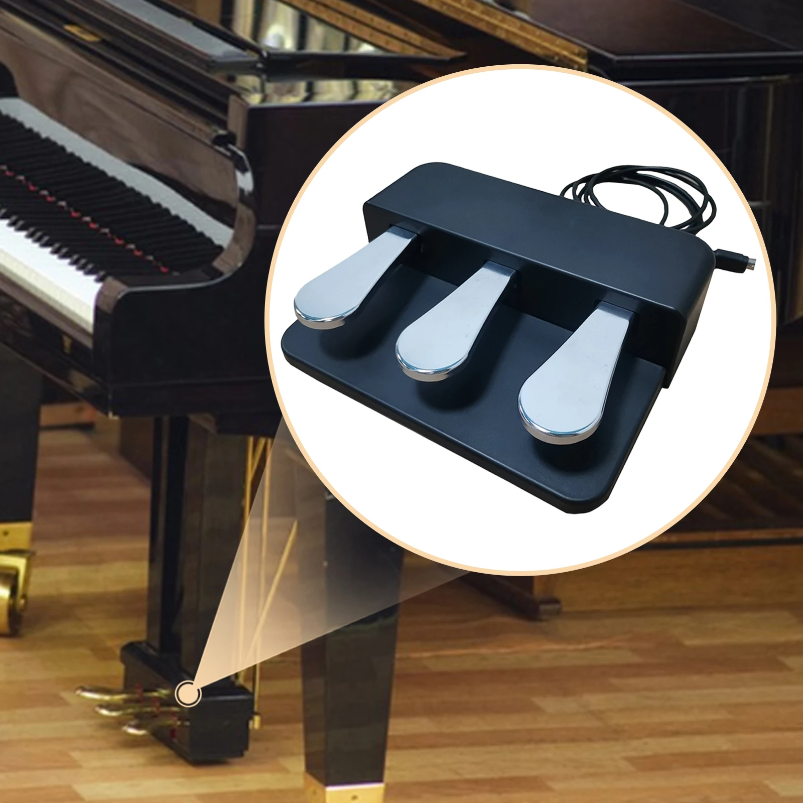 Piano Sustain Pedal Electric Pianos Pedal 3 Pedal Digital Keyboard Piano Midi Controllers Foot Replacement for Electric Pianos Keyboards Midi Controller