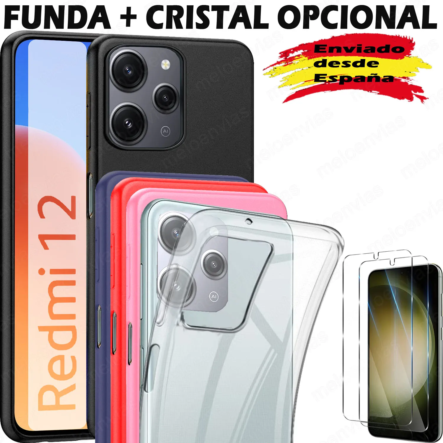 Funda carcasa XIAOMI REDMI 9T + CRISTAL TEMPLADO Gel TPU Mate Colores