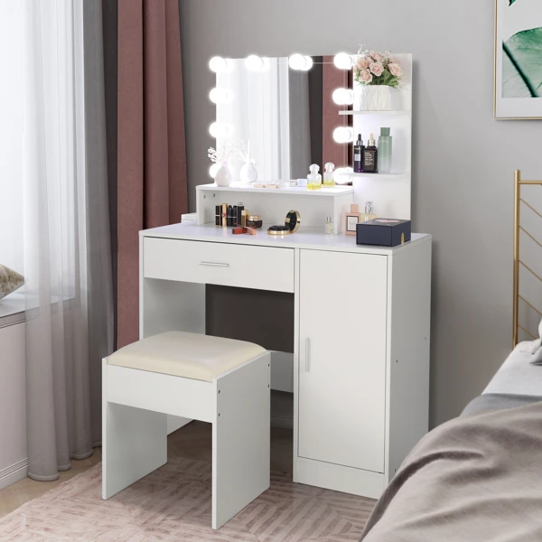 Tocador blanco De moda, taburete De escritorio, espejo De maquillaje,  tocador De dormitorio, cómodo armario De salón, juegos De muebles De jardín  - AliExpress