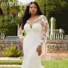 EVON BRIDAL Oversize  Wedding Dresses A-Line Appliques Long Sleeve Bridal Gowns Mermaid Backless Button Back Bride Dress 2024 6