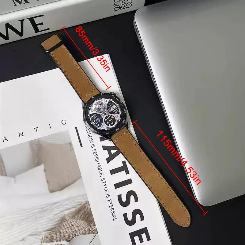 Premium Magnetic Leather Silicone Watch Strap, 22mm