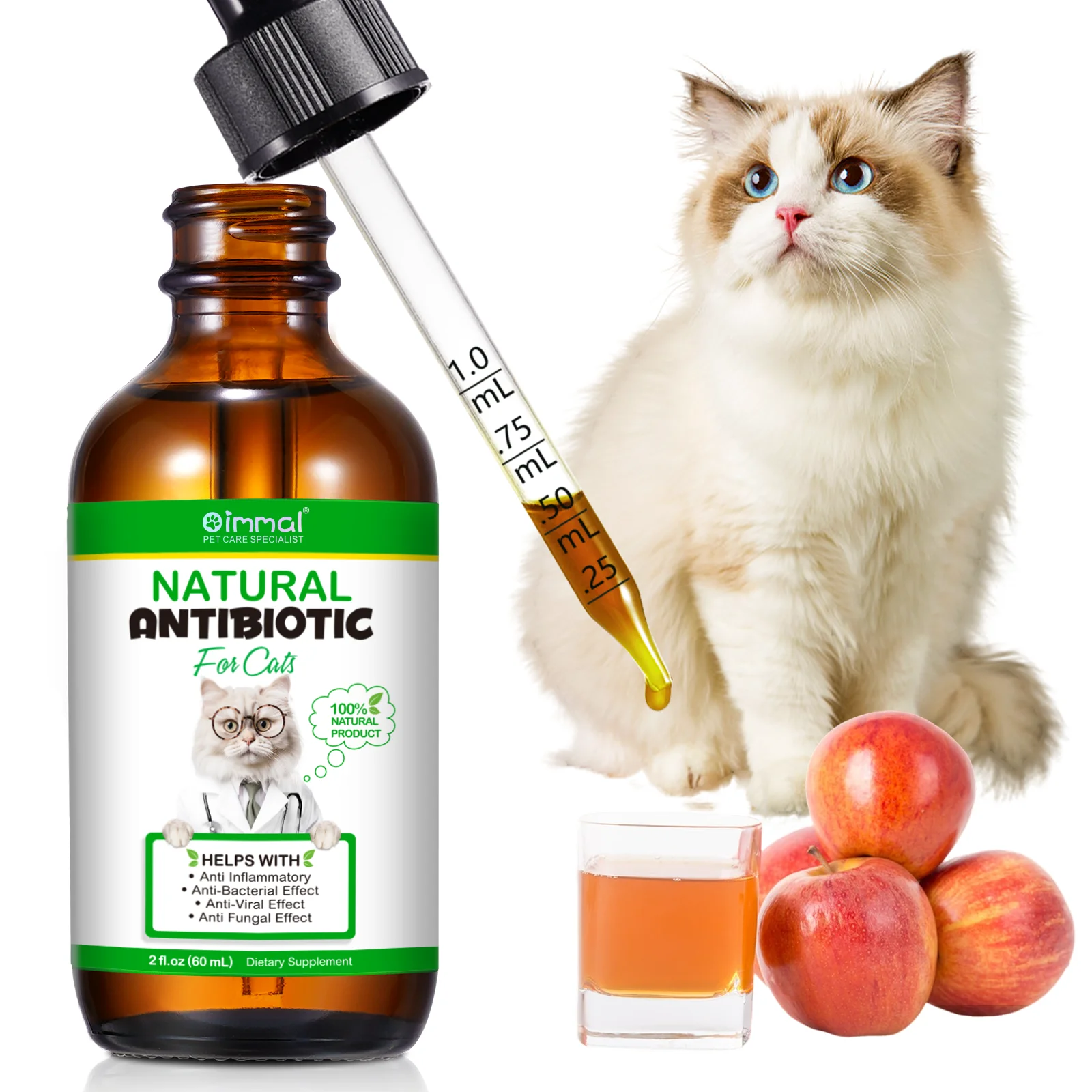 Pet Multivitamin Supplements Natural Antibiotics for Cat Supports Pets Allergy Relief Itch Relief Multivitamin Help Cat Antiviral Antifungal in Liquid Form