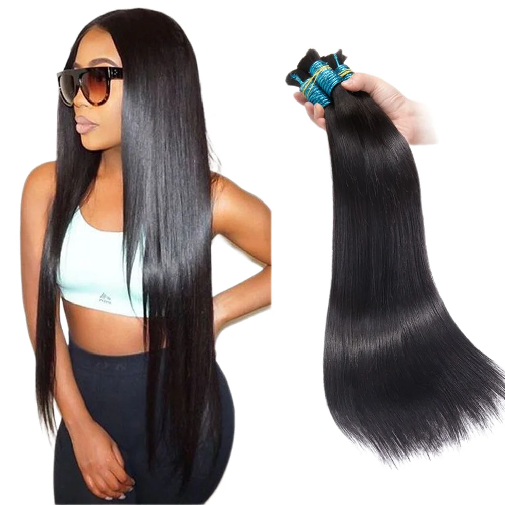 StraightBulkHumanHairForBraidingBundles100gNoWefts1226inch