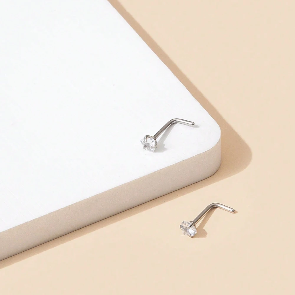 ترصيع أنف على شكل قلب حب ، ديكور زركونيا مكعب ، حل...