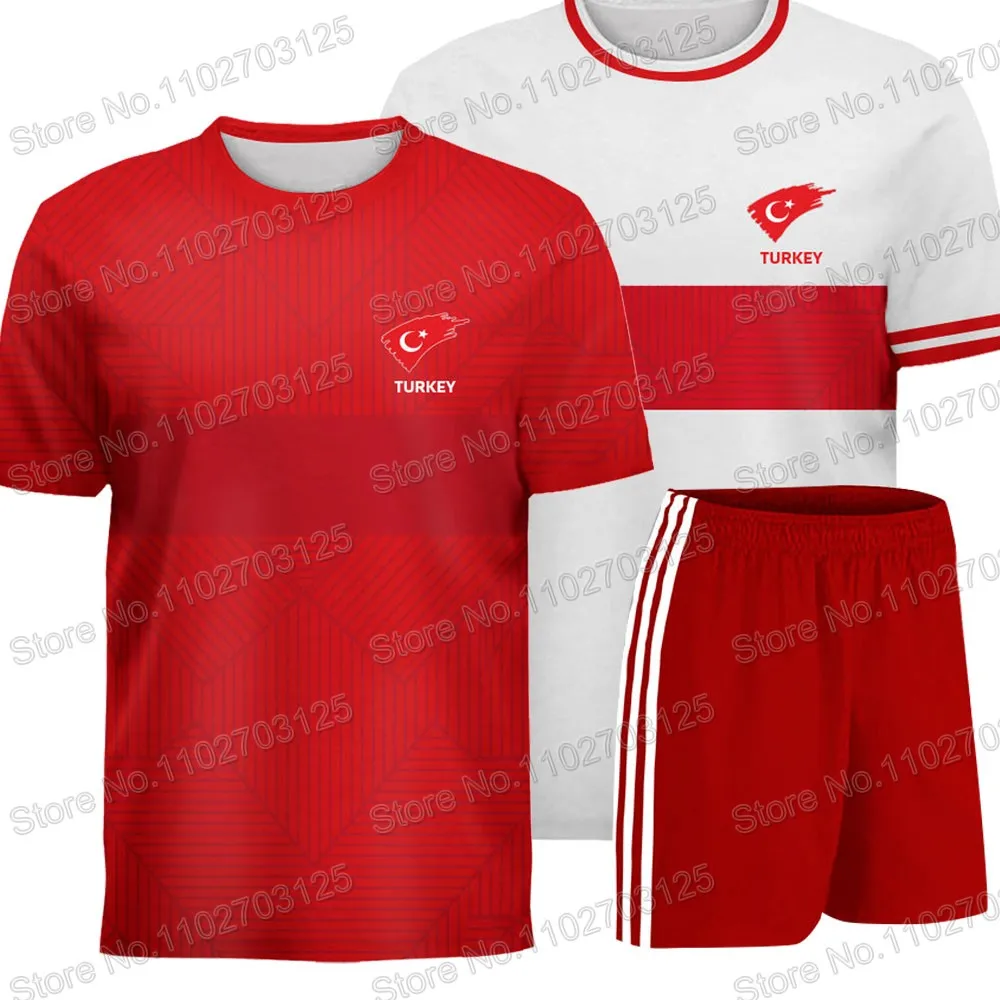 

2023 Turkey National Jersey team Fans T Shirts Mens Shorts Red Running Streetwear White Red Casual Training Suit Clothe