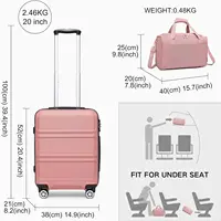 Ensemble de valises KONO 4 pièces : 20+24+28 pouces + sac de voyage, coque rigide ABS+PC avec serrure TSA et roulettes silencieuses, idéal pour toute la famille 5