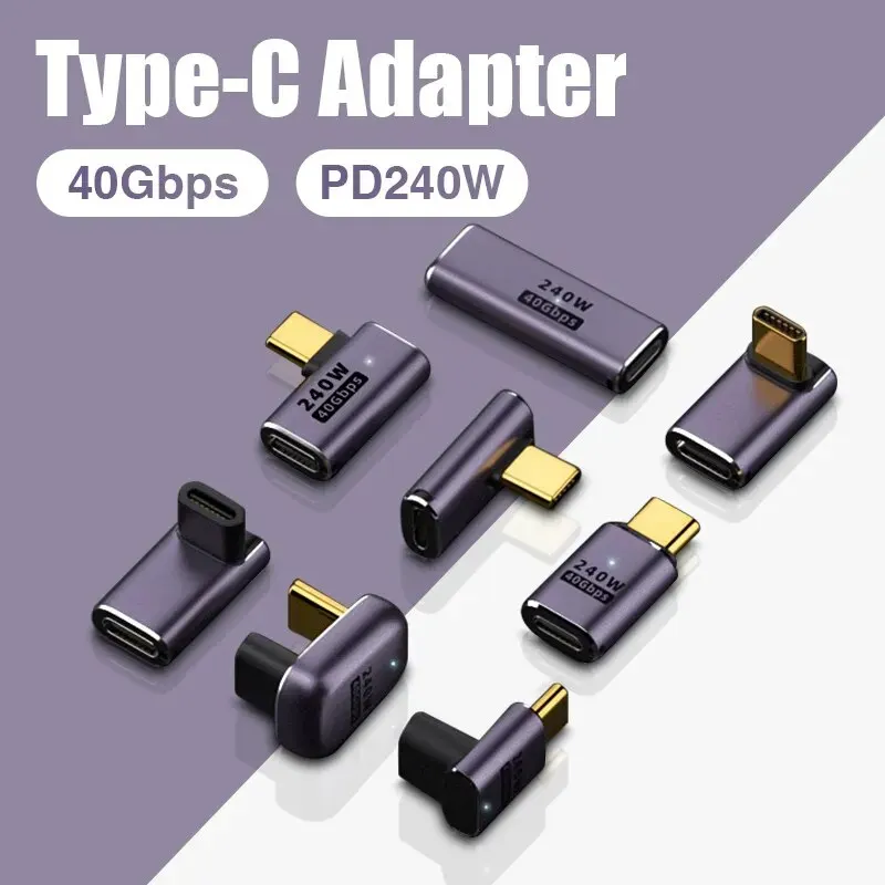High-Speed 240W USB 4.0 Charger Connector with 8K 60Hz Support - U-Shape Male to Female Adapter