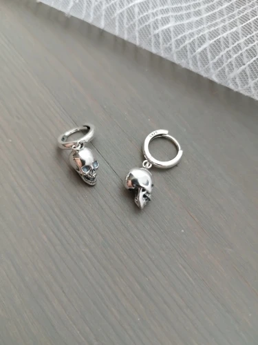 Sterling silver skull hoop earrings