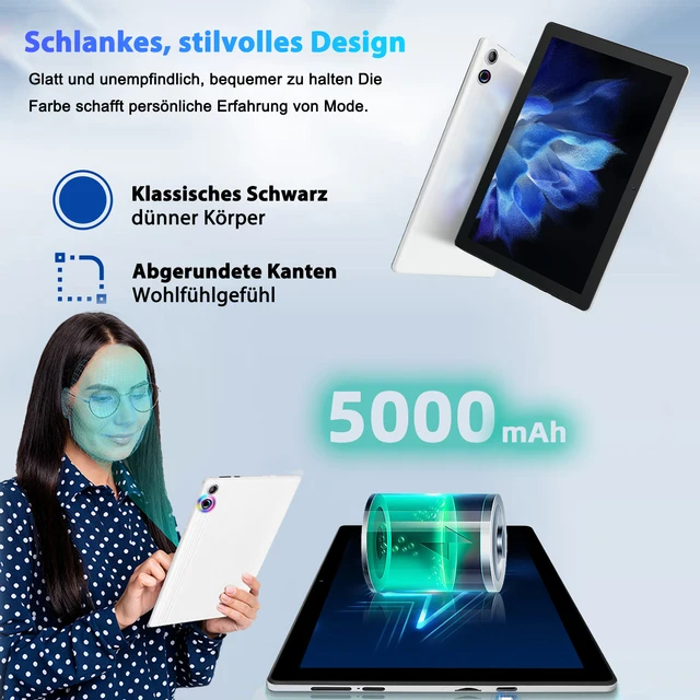 A10L Tablet 10 pollici Android 14 12GB RAM 64GB ROM 1TB Espandi WiFi6 Face Sblock Penna tastiera schermo HD IPS per PC Pad 5