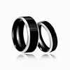 Black Rings Classic Stainless Steel Ring Engagement Wedding Bands For Men Female Couple Black Silver Color Fashion Jewelry 8/6mm 6