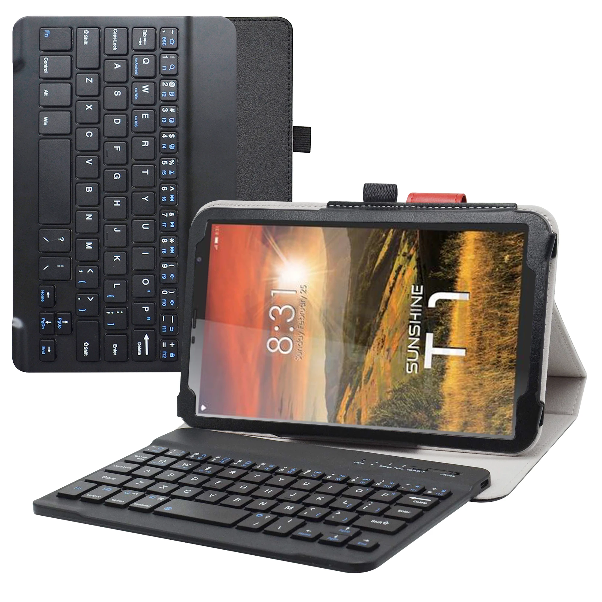 Capa Removível para Teclado Bluetooth Capa de Couro pu Suporte Dobrável Nuu Tab Sunshine t1 Elite Tablet de 8