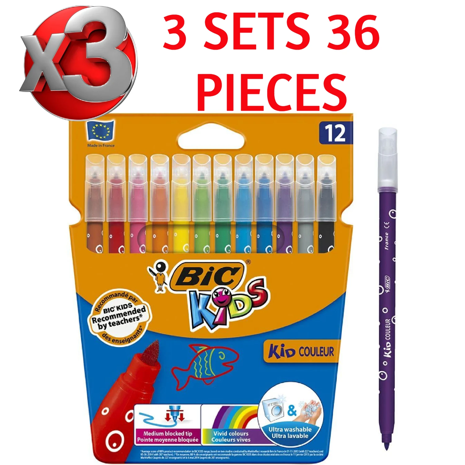 BIC 4 Couleurs Arc-en-ciel - Lot de 3 BIC