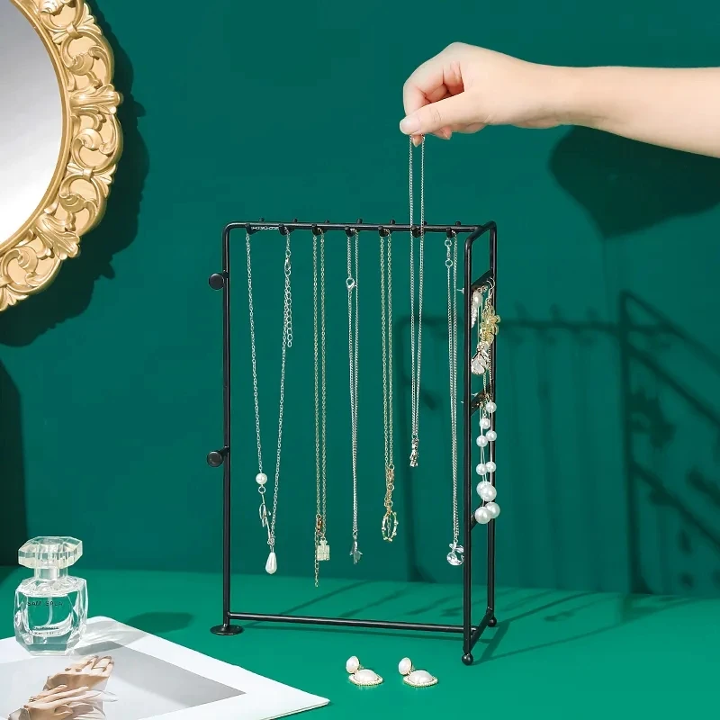 Necklace Earring Metal Jewelry Display Stands Gold and Black Ring Storage Organizers Racks Holders Retail Stores Display Decor