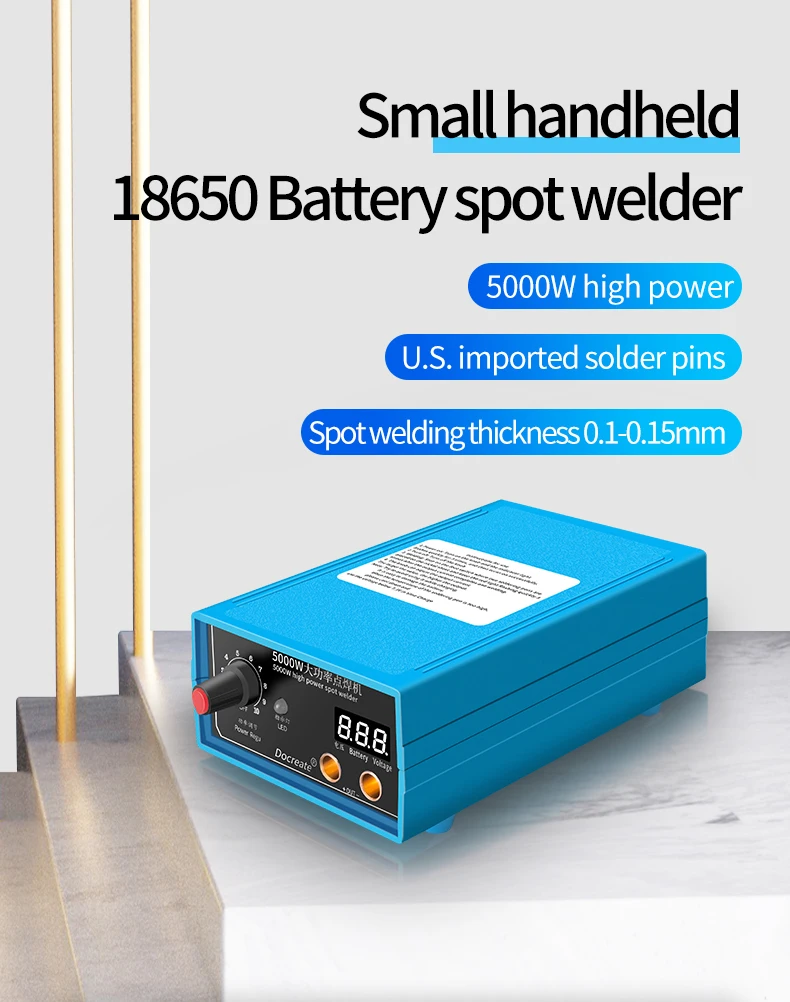 Hochleistungs-Punktschweiß-Handgerät mit 5000 W, tragbar, 0–800 A Strom, einstellbare Schweißgeräte für 18650-Batterien – Detail 1