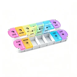 Compact Magnetic Weekly Pill Organizer - Portable and Lightweight Vitamin Storage Box (Color)