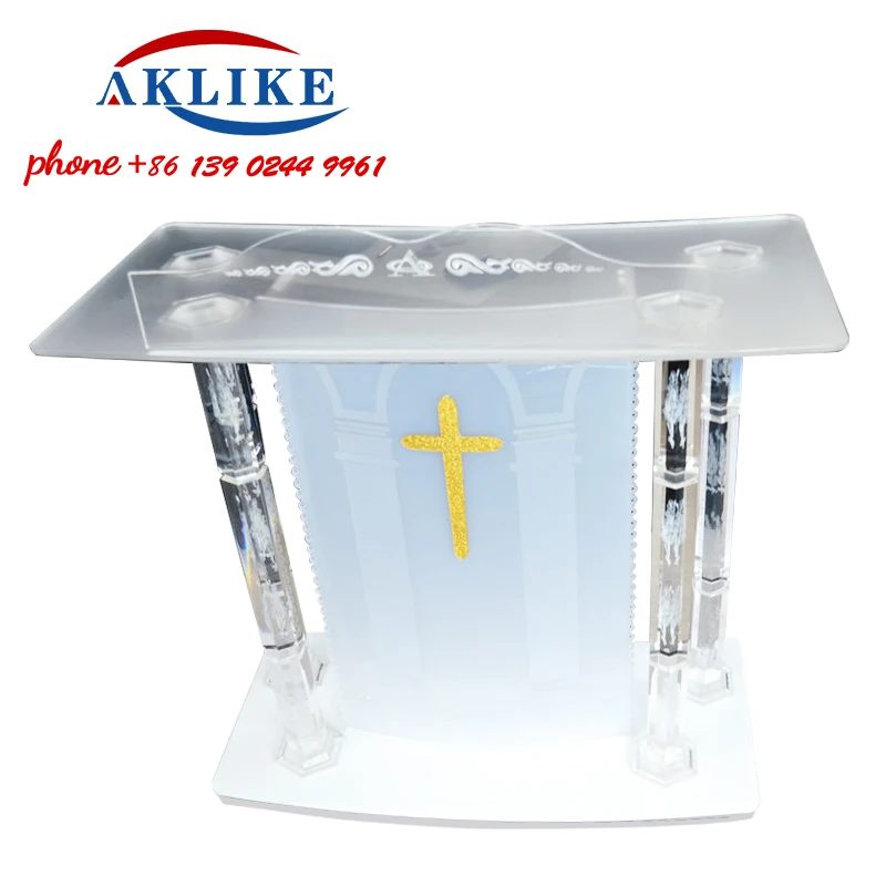Church Pulpit New Blue Design Podium Crystal Lectern Acrylic Podium Pastor Other Commercial Furniture Lectern