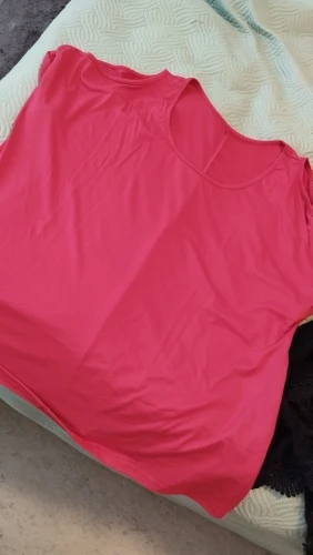 Trendy Cold Shoulder Cutout Tee - Comfy Stretch Fabric XL-5 XL photo review