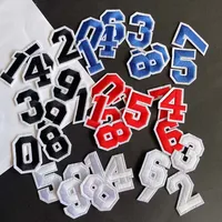 Black, White, Red, Blue 0-9 Number Letter Applique Patch | Thermocollant Iron-On Digit Fabric Embroidery for Jersey Badges