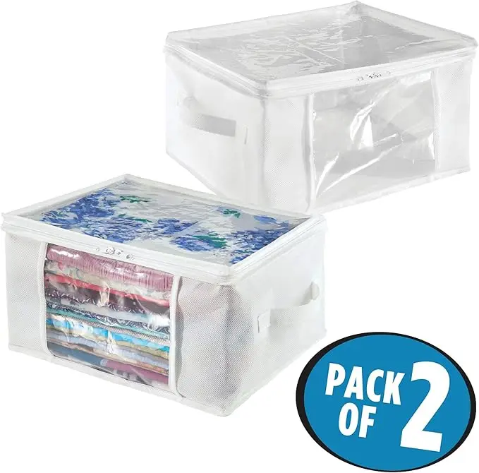 2-pack fabric storage zipper bags, medium. 16x12x8 inches, ideal for organizing small items, offering compact and functional 4