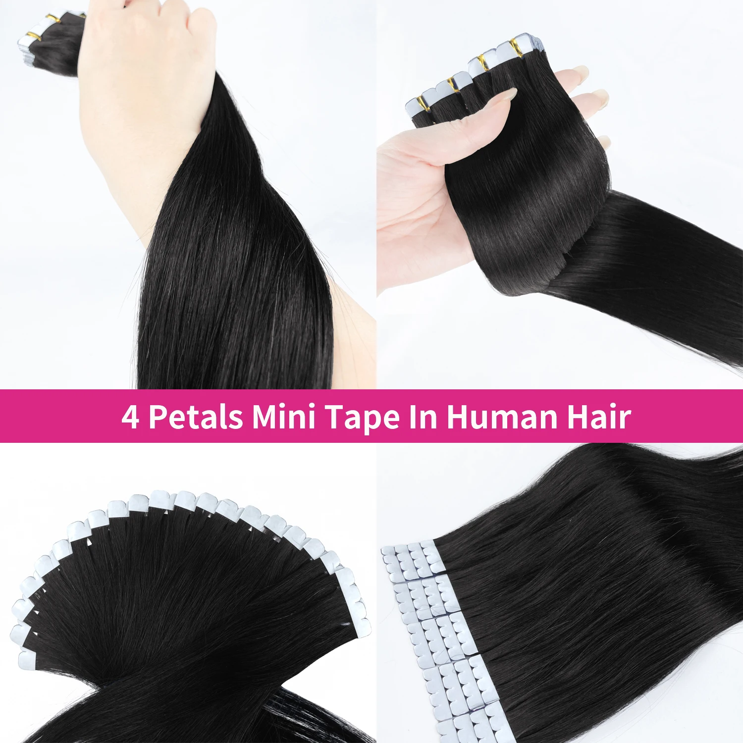 미니 테이프 인 헤어 익스텐션 레미 인모 내추럴 스트레이트 50G/20개 심리스 스킨 웨프트 접착제 16-26인치 미니 테이프 인 헤어