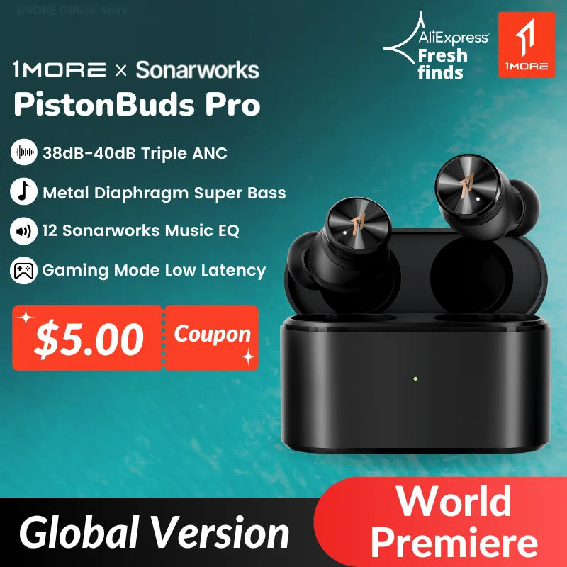  [Мировая съемка] 1MORE PistonBuds Pro беспроводные наушники Bluetooth 5.2 Тройное активного шумоподавления ANC 10мм динамический драйвер Супер басы 4 Ми…