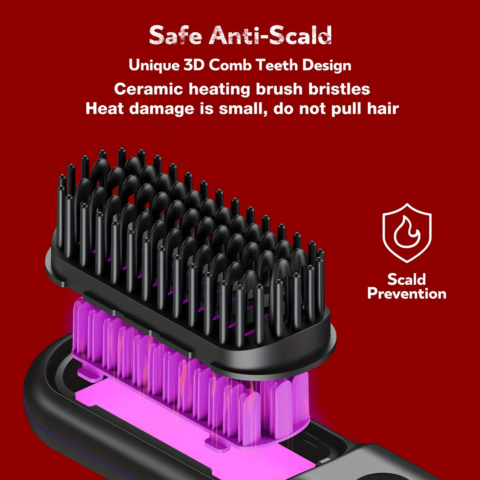 Electric Hair Straightener Brush Portable Fast Heating USB Rechargeable Negative Lons Professional Fashion Straightening Comb