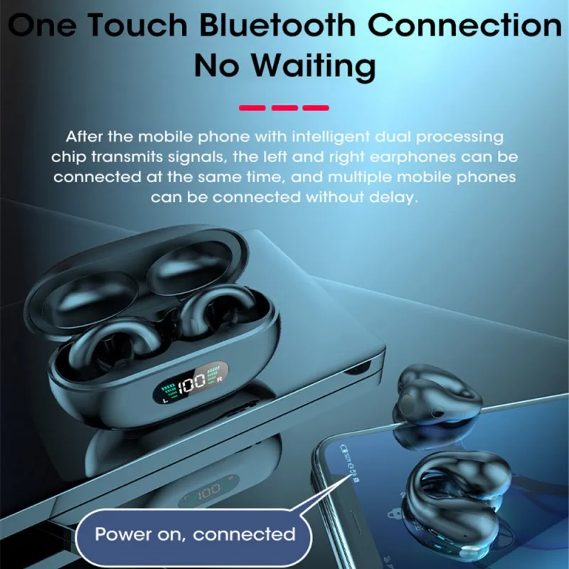 Wireless Earphones TWS Bluetooth Earbuds HiFi Bass Sport Open Ear Clip Headphones Earring Gaming Headset PK Ambie Sound Earcuffs ear headphones