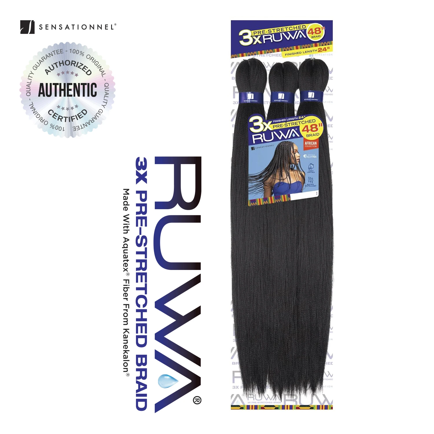 Sensationnel XPRESSION 3X Ruwa Synthetic Hair Braids Pre-Stretched Braid 24" - Lightweight, Easy to Install 2