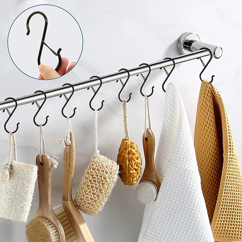 10 /100pcs Metal Hanging Hooks S Shaped Hanger Hook Hanging Heavy Duty Hooks Clasp For Kitchen Pot Shelf Home Bathroom Storage_voghion.com