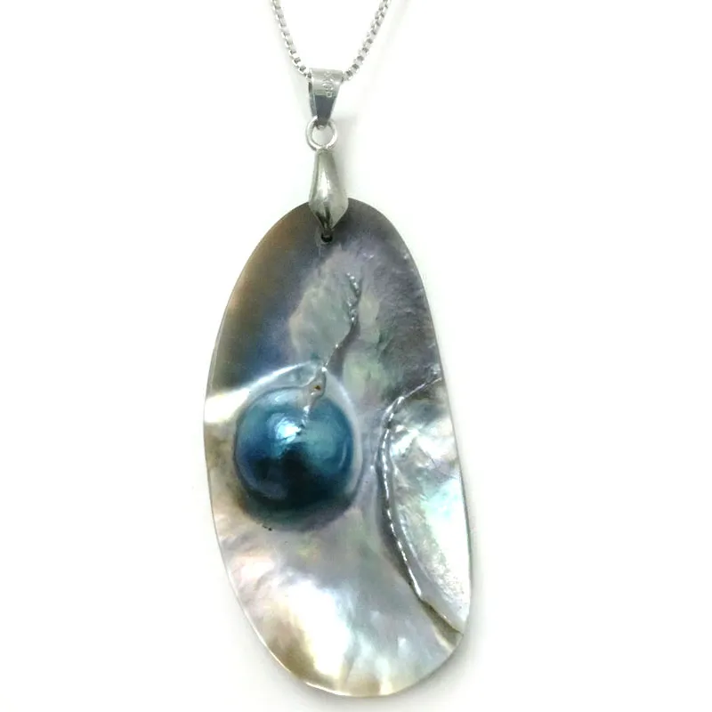 Wholesale 20-30mm 925 Sterling Silver Natural Salt Water Mabe Pearl Pendent 2