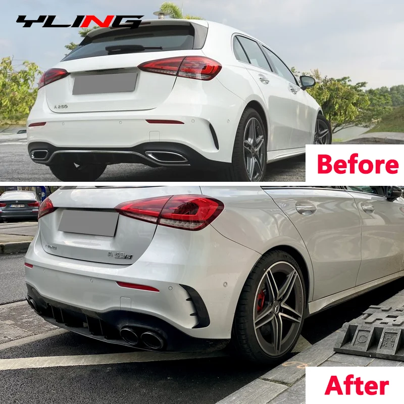 Fit For Mercedes-Benz car bumper spoiler car rear bumper lip car side spoiler car rear bumper cover Accessories CLA W177 Hatchback A45 A35 A180 A200 A220 AMG Rear Bumper Spoiler Side Canard Air Vent Co
