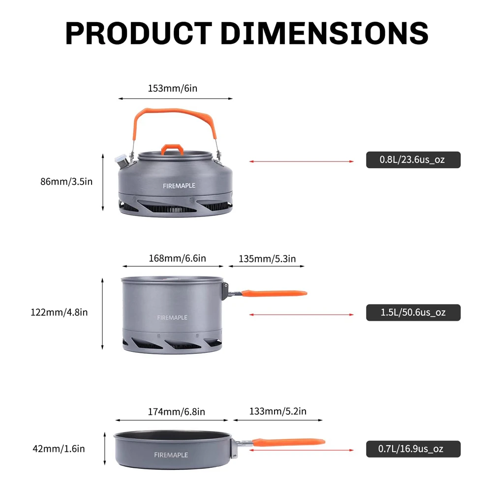 Fire Maple Camping Cookware Utensils Dishes Camp Cooking Set Hiking Heat Exchanger Pot Kettle FMC-FC2 Outdoor Tourism Tableware 2