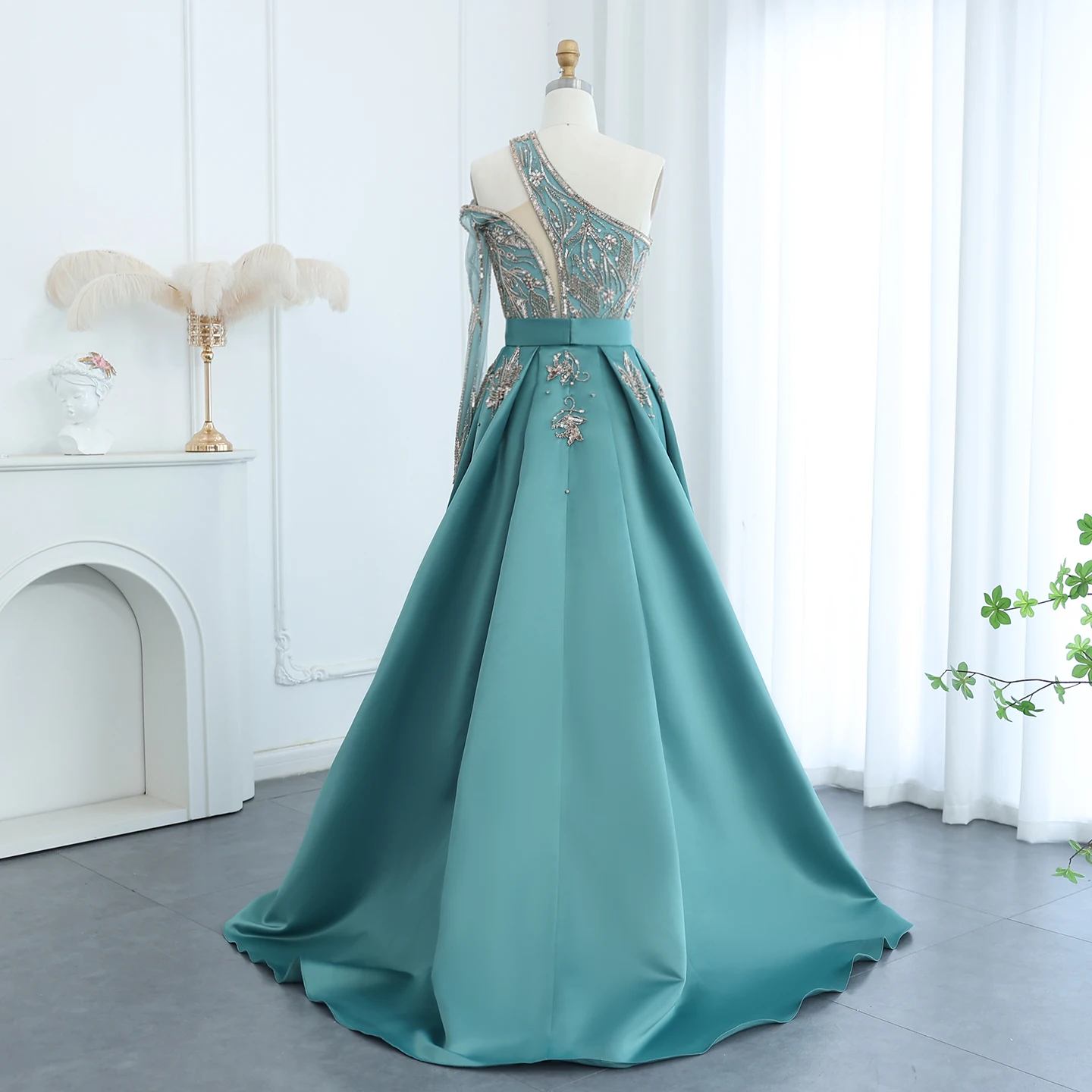 Sharon Said Luxury Turquoise One Shoulder Evening Dress with Overskirt for  Women Wedding Party Prom Gown Arabic SS307 Customized - AliExpress 320