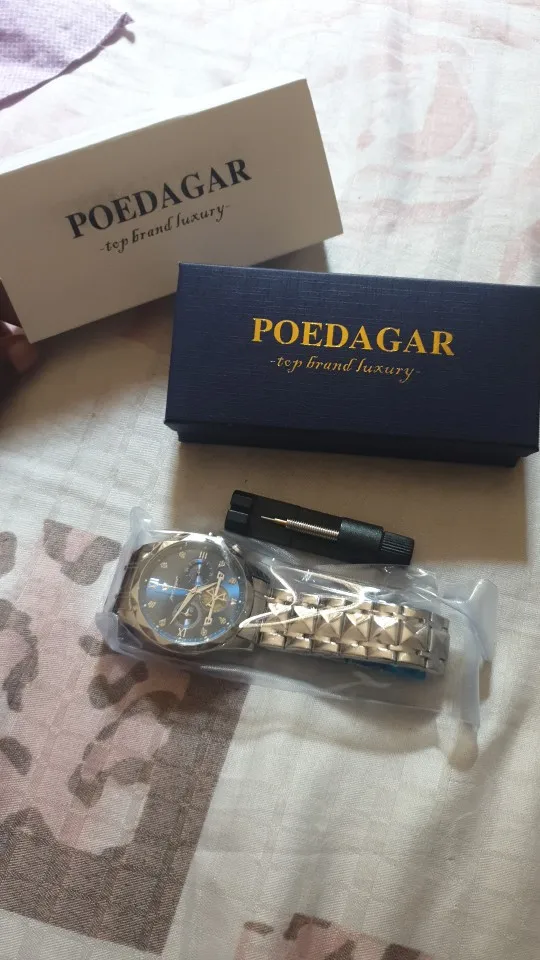 POEDAGAR Luxury Man Wristwatch Waterproof Luminous Chronograph photo review