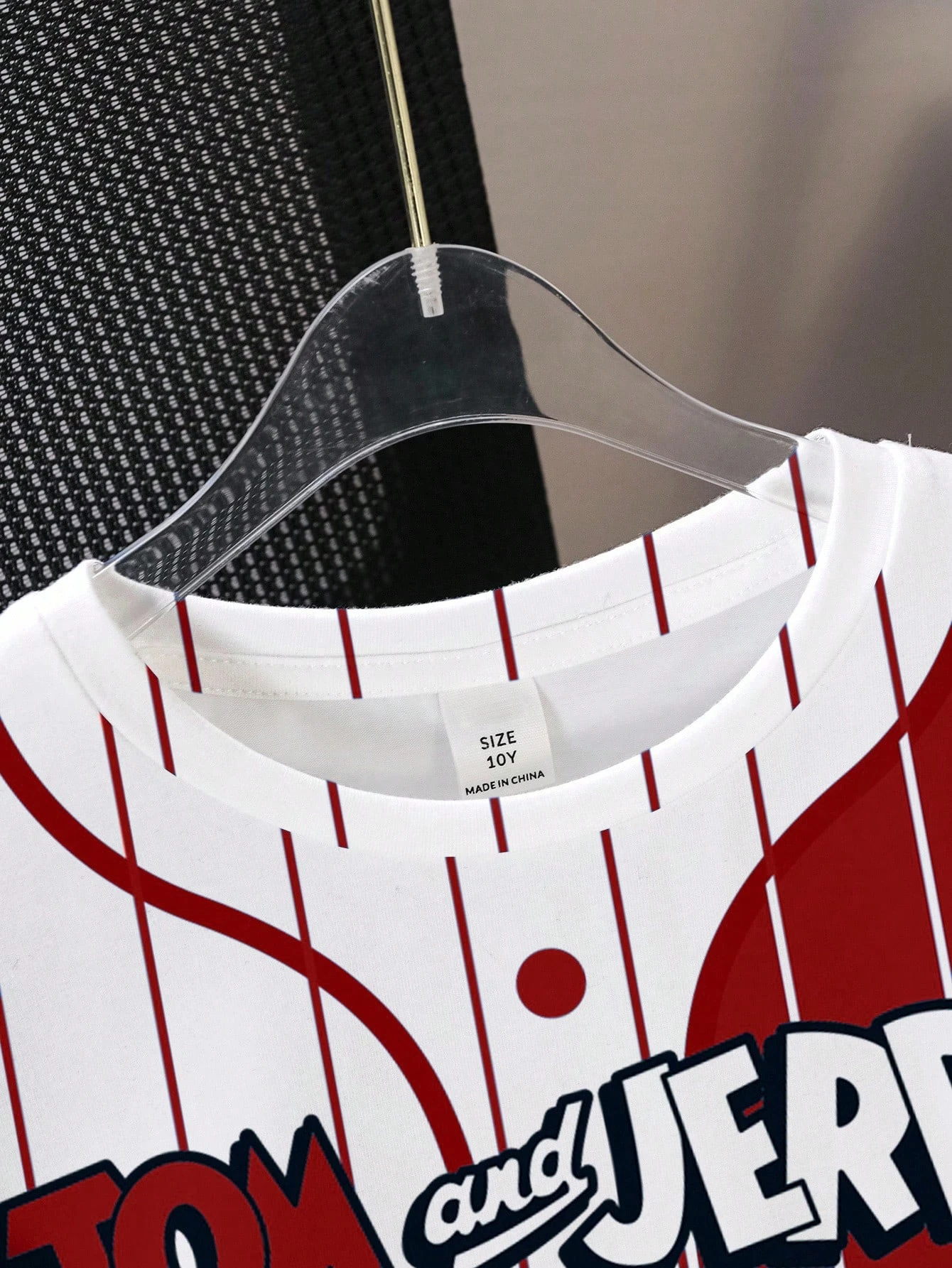 Tom and Jerry Stripe Design Print Summer T-shirt Children's Minimalist Casual Sports Short Sleeve Round Neck Pullover Loose Top 2