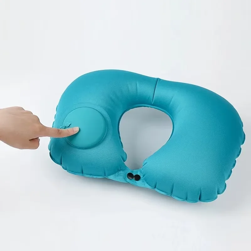 Nap Pillow Press Inflatable Travel Outdoor U-shaped Neck Pillow Milk Silk Inflatable