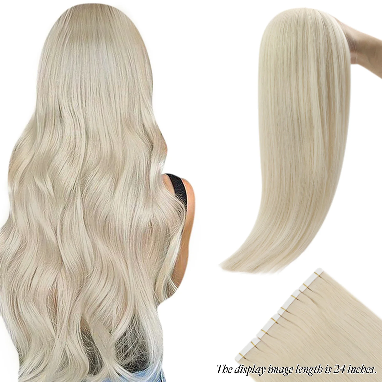 Ugeat Tape in Hair Extensions Virgin Real Human 10A Grade Pure Color hair extensions
