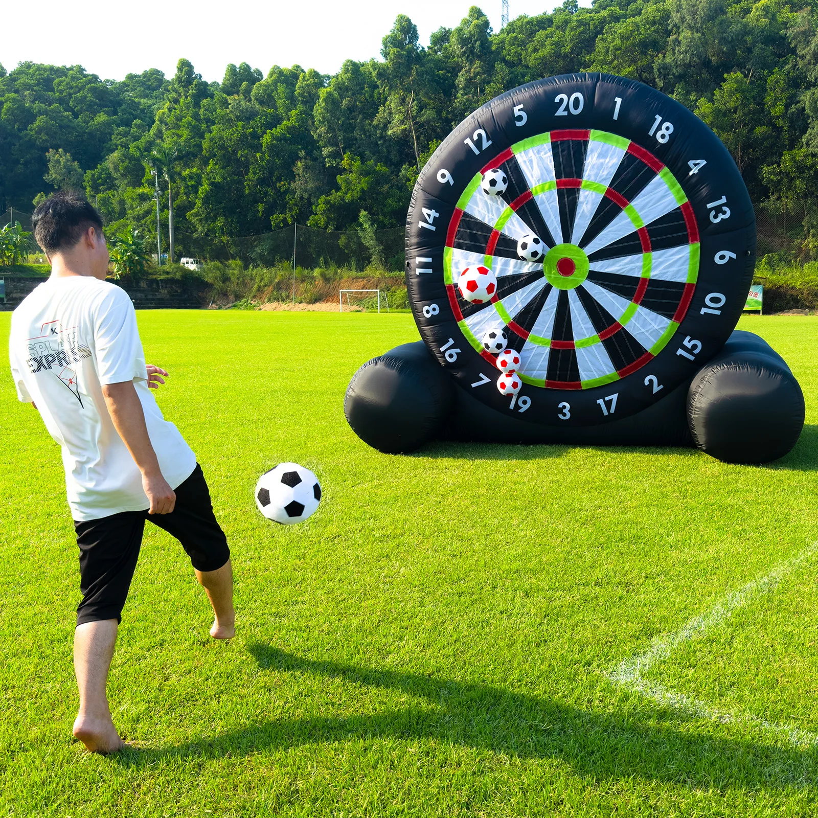 10ft Giant Football Dart Board Inflatable Large Soccer Sport Target Game With 8 Sticky Balls Foot Kick For Adult Kids customized inflatable soccer dart board football kick dartboard target sport games sticky ball shooting for sale