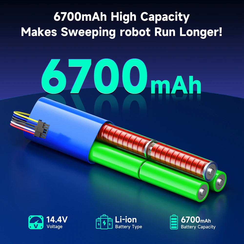 14.4V 6700mAh Replacement Battery For Neato Botvac D3 D3+ D4 D5 D5+ D6 D7 D301 D303 D502 D503 D701 205-0011 Sweeping Robot rechargeable battery