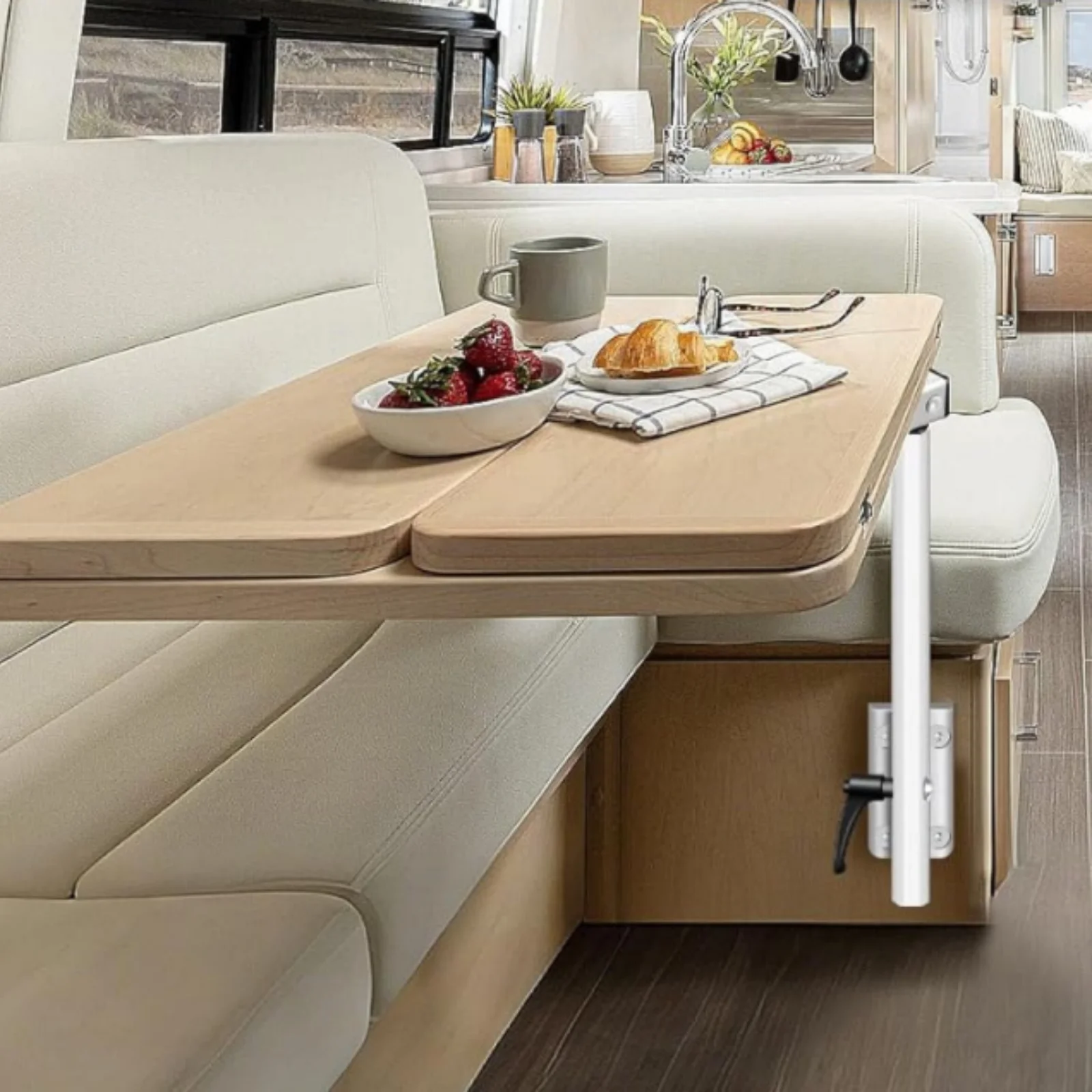 Verstellbares RV-Tischbein mit 360-Grad-Rotation. Abnehmbarer Aluminium-Esstischständer für Wohnwagen, Wohnmobile und Bootszubehör – Detail 8