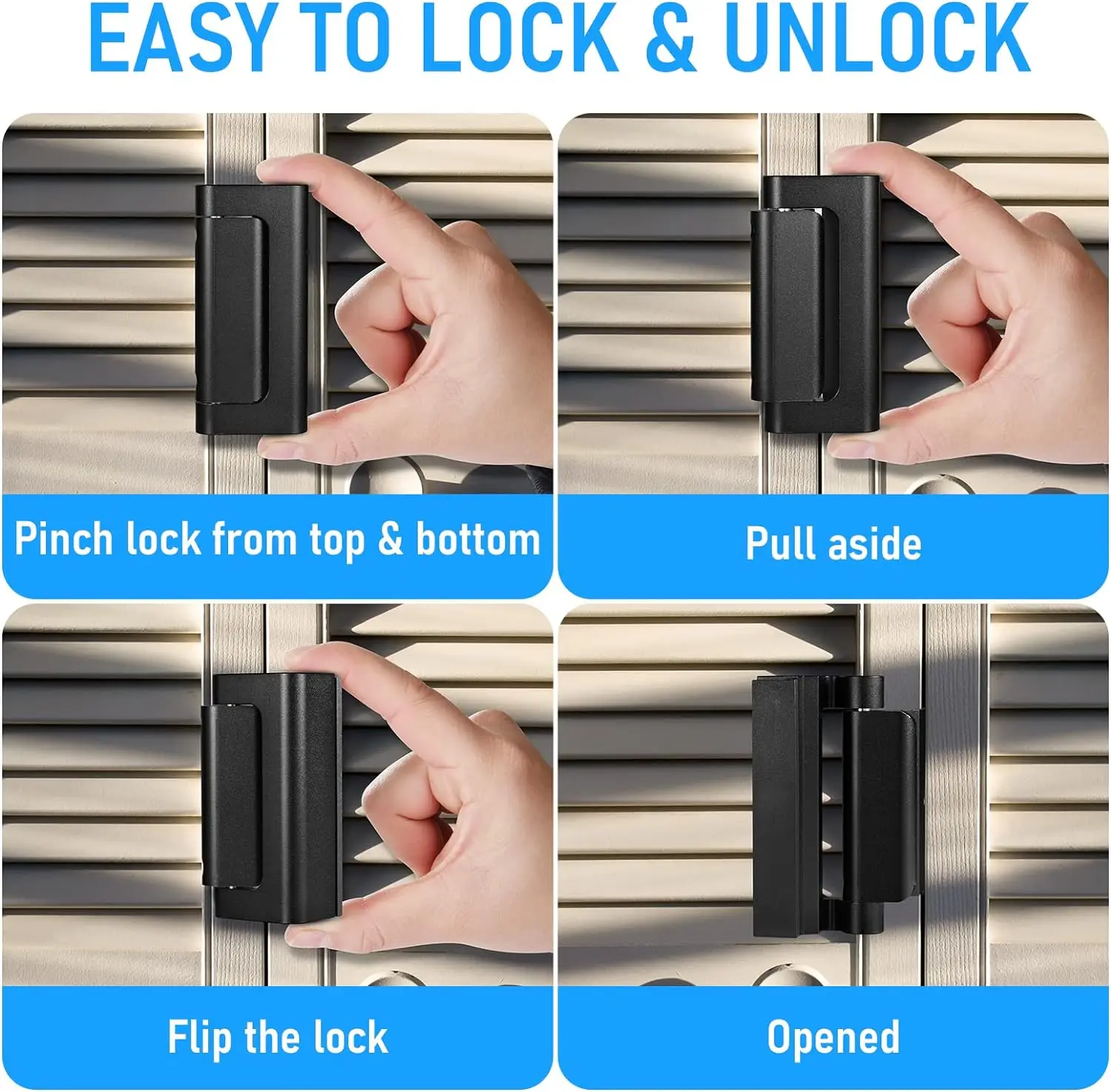 1Piece Aluminum Inward Swinging Open Door Reinforcement Latch Lock For Burglar Prevention Childproof