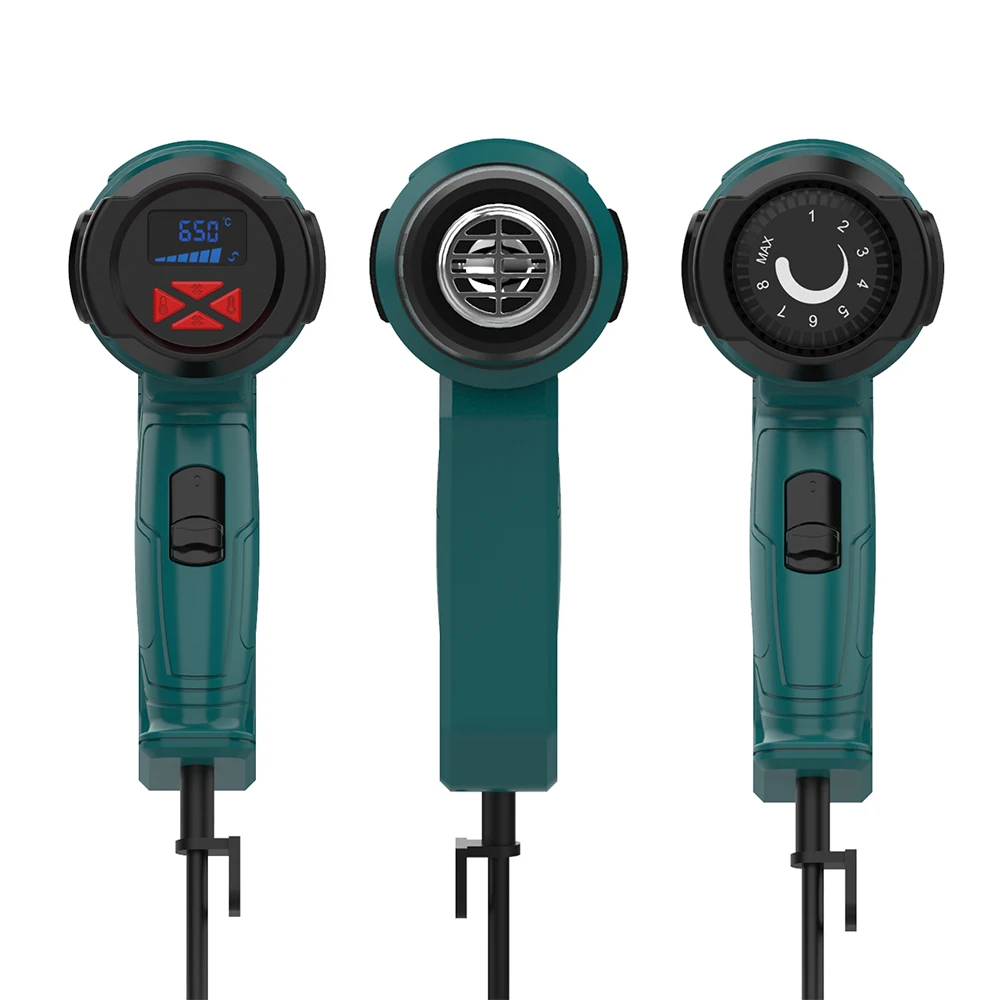 2000W Construction Hair Dryer LCD Digital Display Heat Guns 110V 220V Heat Shrink Hair Dryer Temperature Adjustable Hot Air Gun 6