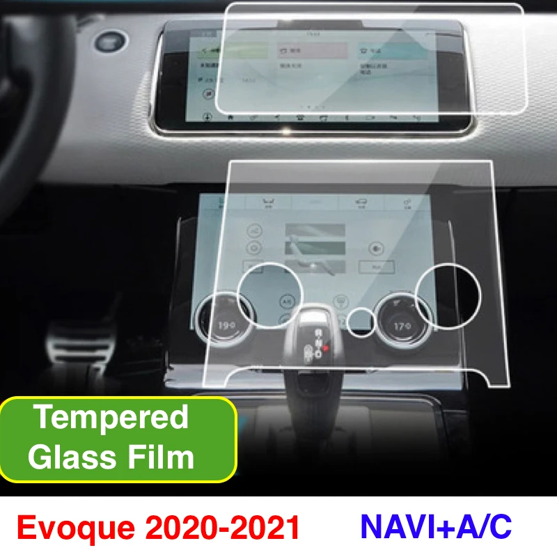 

2PCS Front Dashboard Navi A/C Console Display Screen Protection Tempered Glass Film For Range Rover Evoque 2020-2021