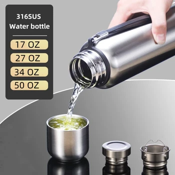 Large Capacity Outdoor Thermos Portable 316 Stainless Steel Thermal Mug Tumbler Vacuum Flasks Cold and Hot Sports Water Bottle