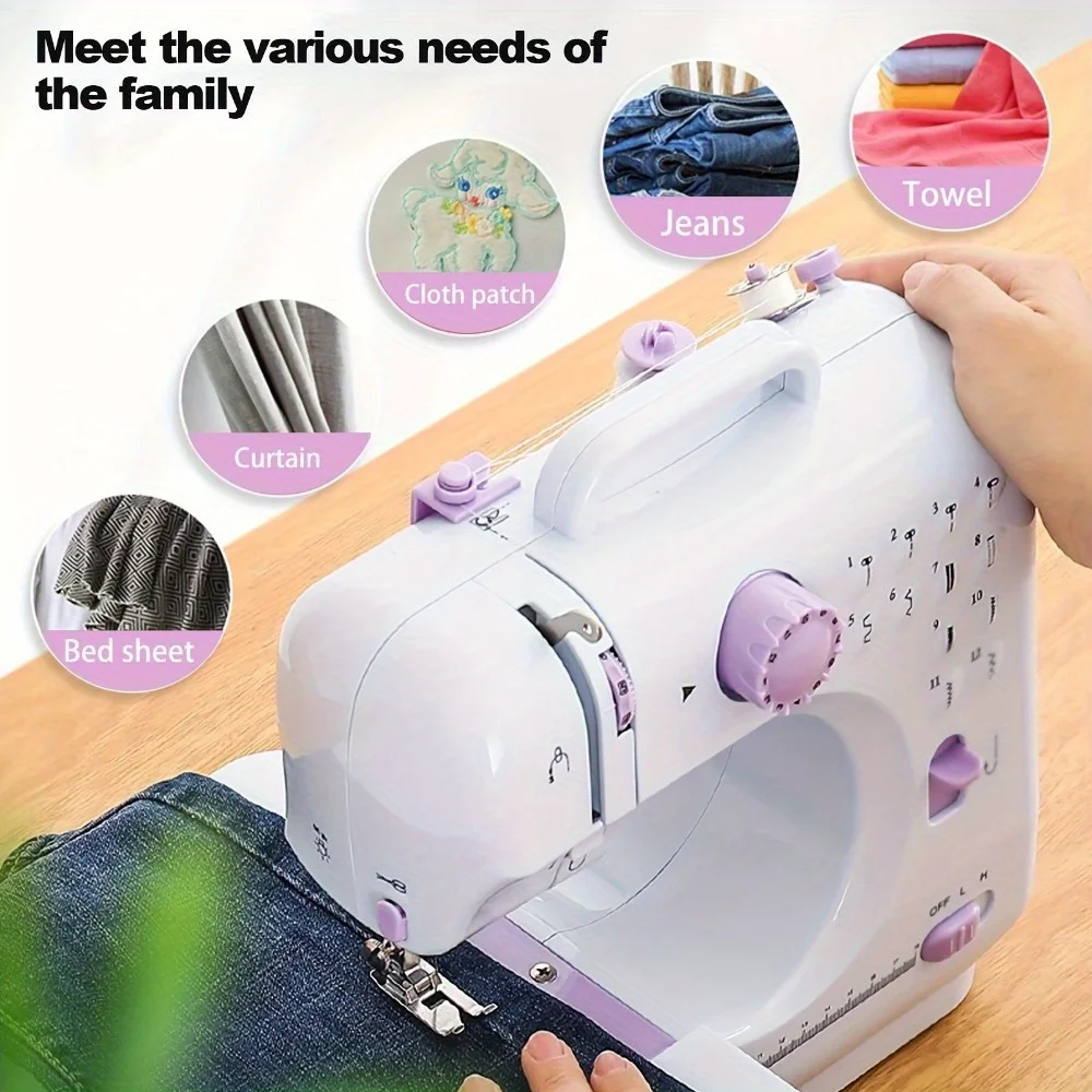 Electric Sewing Machine with Extension Table, Foot Pedal, Light, and Sewing Kit Tools for 12 Built-in Stitches and 2 Speeds 6