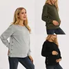 Maternity Clothes Premama Long Sleeve Blouse Fall Winter Loose Pregnant Women Solid O-Neck Sweater Shirt postpartum Pullover Top 1