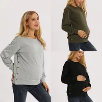 Maternity Clothes Premama Long Sleeve Blouse Fall Winter Loose Pregnant Women Solid O-Neck Sweater Shirt postpartum Pullover Top 1