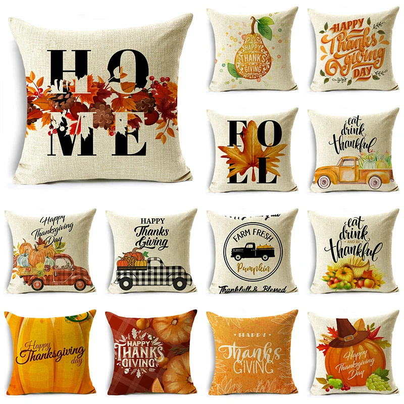 

Thanksgiving Series Pillowcase Creative Simple Sofa Car Office Lumbar Pillow Cushion Cover 40*40cm/45*45cm/50*50cm