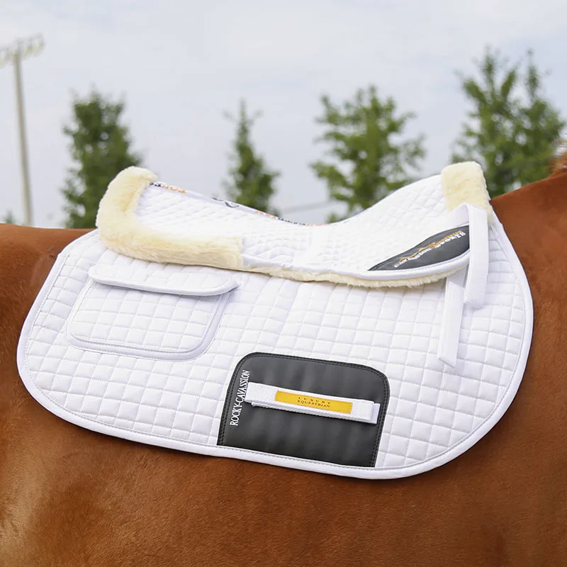 Equestrian Wool Saddle Pad 3D Thickened Wool Pad Equestrian Shock Absorbing Saddle